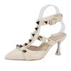 Fashion 2024 Women 8cm High Heels Strappy Sandals Lady Fetish Rivets Block Heels Sandles Gladiator Summer Women's Sandals