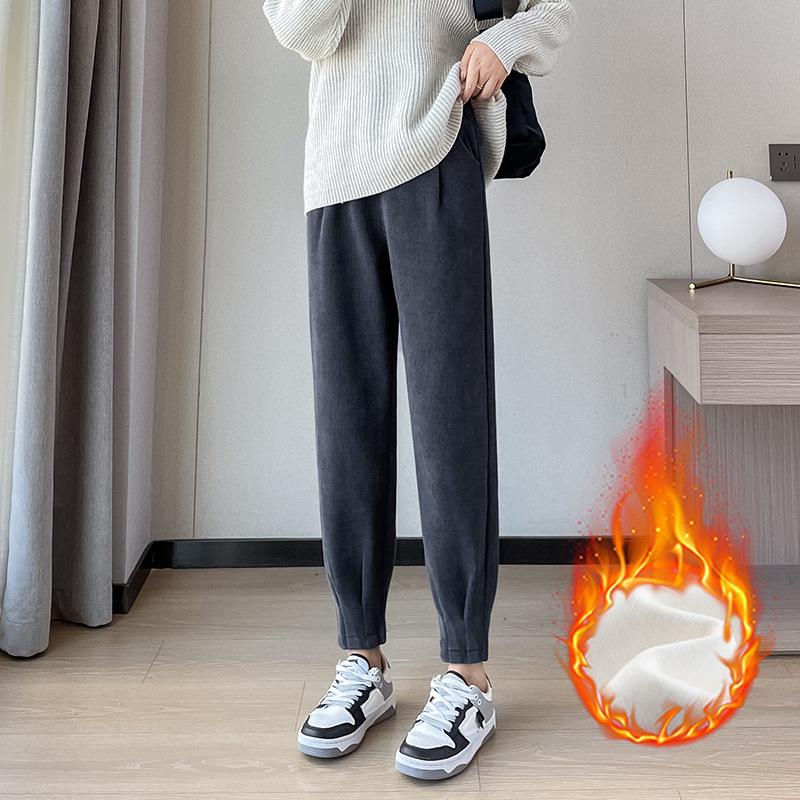 Women's Plus Size High Waist Harem Joggers - Spring/Autumn Slimming Cuffed Fleece Pants