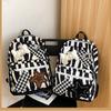 Black and white plaid backpack creative schoolbag large capacity new backpack fashion striped student bag