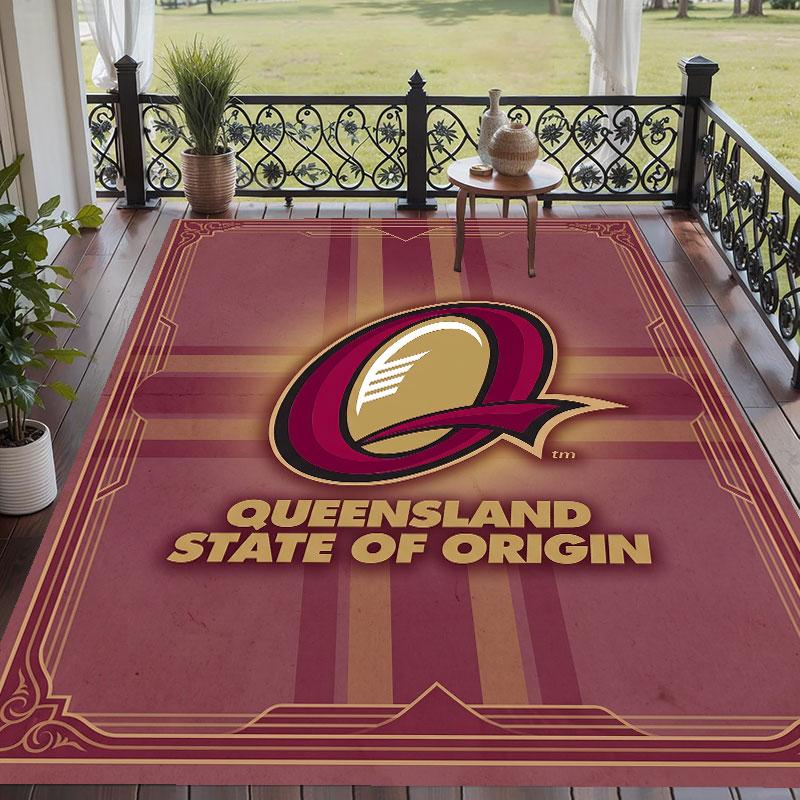 Soft Floor Carpet Queensland Maroons Pattern Area Rug Decorative Mat For Home Room Decoration