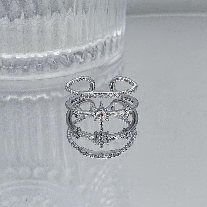 Full Of Diamonds, Zircon, Small And Exquisite Open Ring, Niche Design, Index Finger Ring, Simple Light Luxury, High-End Simple Accessories