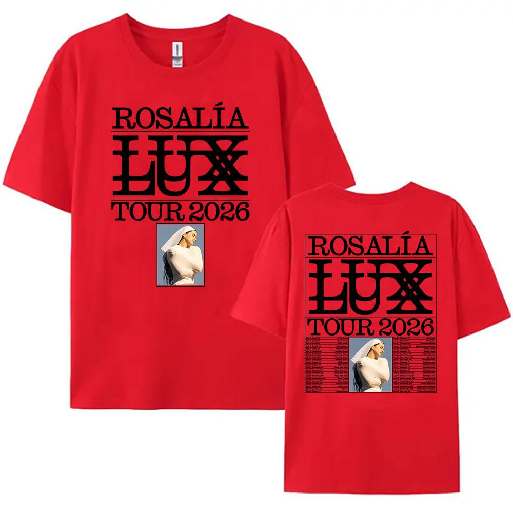 Розалия Розалия LUX Тур 2026 Футболка Хлопок Короткий Рукав Свободная Женская Футболка Унисекс Уличная Мода Певица Графические Вещи S