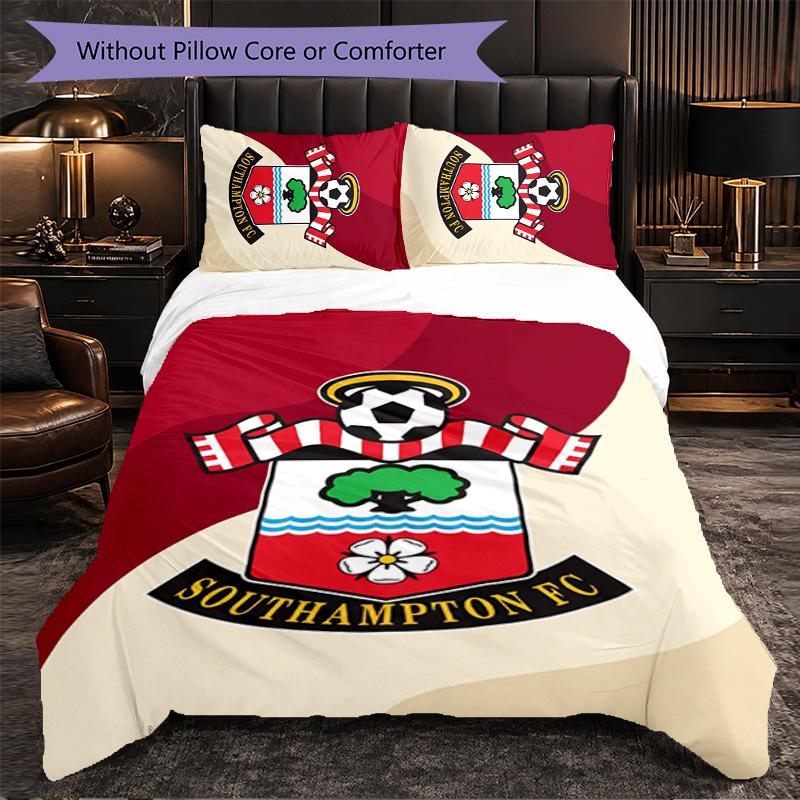 Southampton Football 3 Piece Bedding Set Soft Duvet Cover Set with Pillowcases Printed Bedroom Decor Set for Home