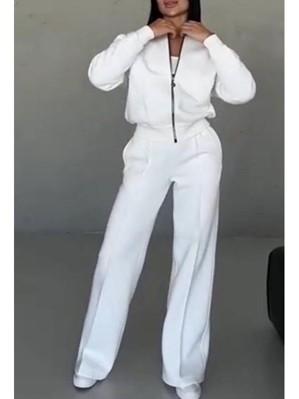 2025 Winter Plus Velvet Women's Solid Color Hoodie & Pants Set - Japanese Korean Casual Style