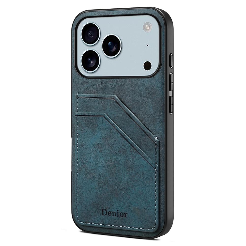 DENIOR Deksel til iPhone 17 Pro Max Doble kortspor PU-lær+TPU+PC Telefondeksel