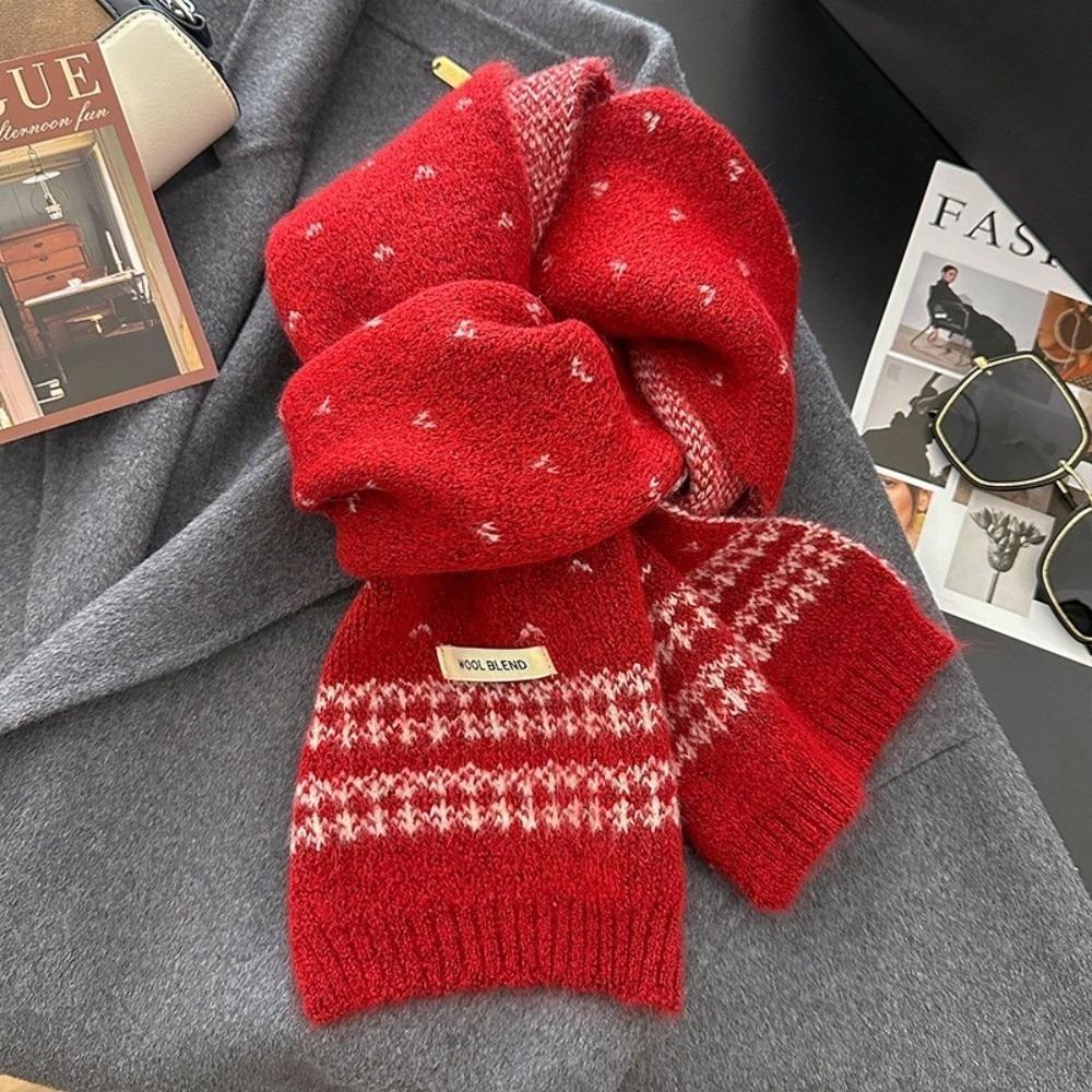 Retro Knitted Scarf Korean Style Winter Scarf Versatile Ladies Wool Scarf