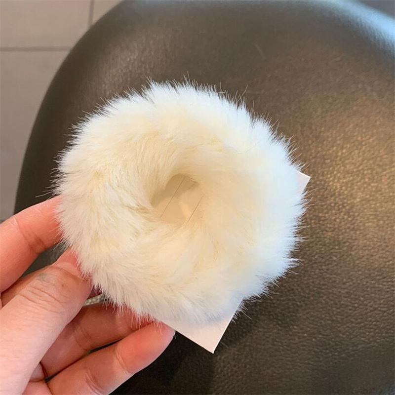 Elastic Faux Fur Hair Bands Scrunchies Vintage Girls Solid Ponytail Holder Rubber Headband Ties Fashion Women Hair Accessories