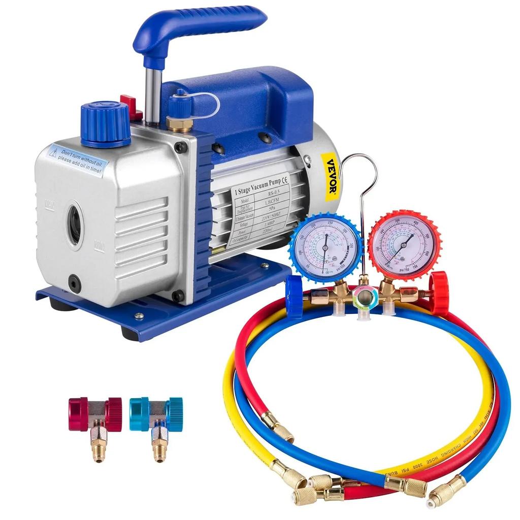 Pompa del Vuoto SIHAO 1.8-4.8CFM con Manometri Refrigerante AC HVAC Refrigerazione