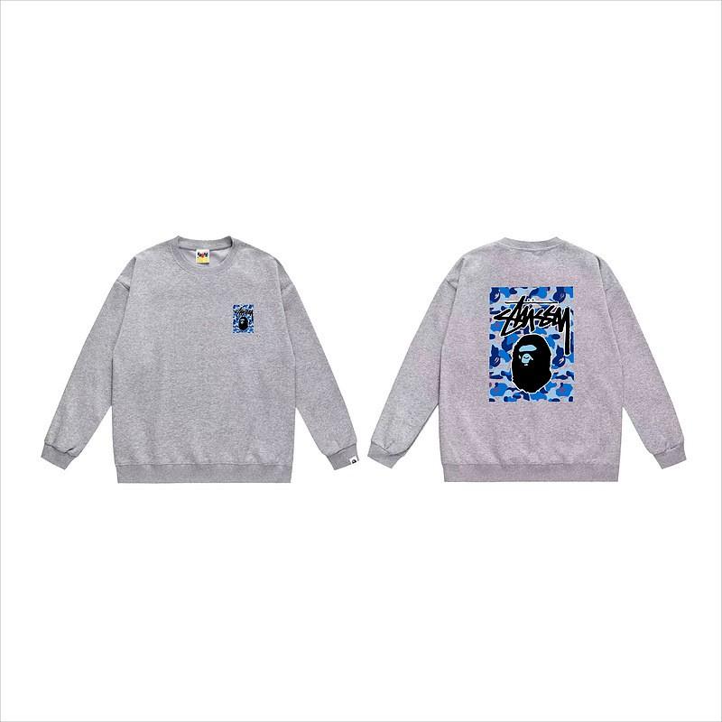 Unisex lässiger übergroßer Rundhals-Pullover mit Schriftzug-Print leichter Baumwoll-Hoodie