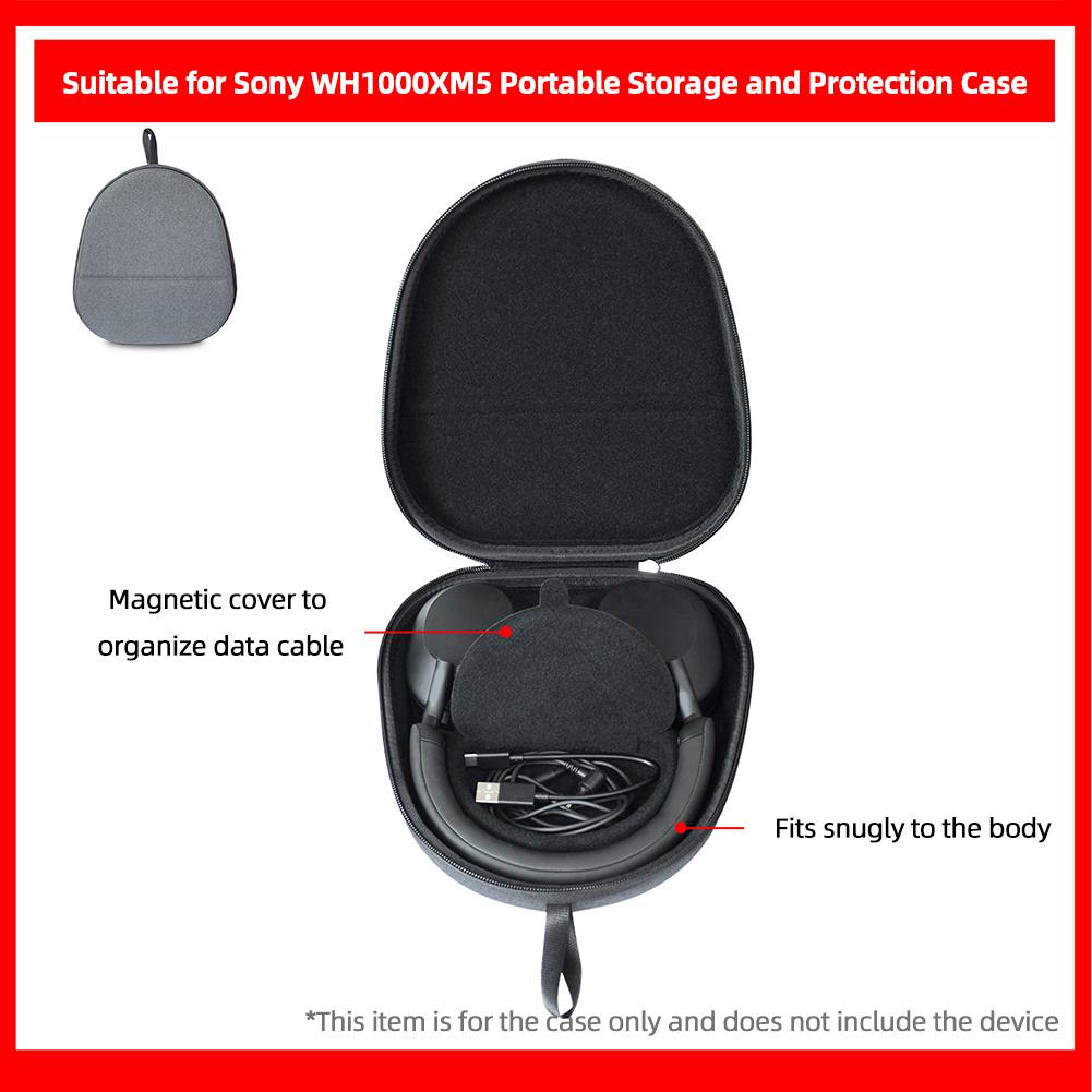 Hard Carrying Case Shockproof Portable Storage Box Bag EVA Anti-Scratch Travel Protective Case Anti-Drop for Sony WH-1000XM5 Hea