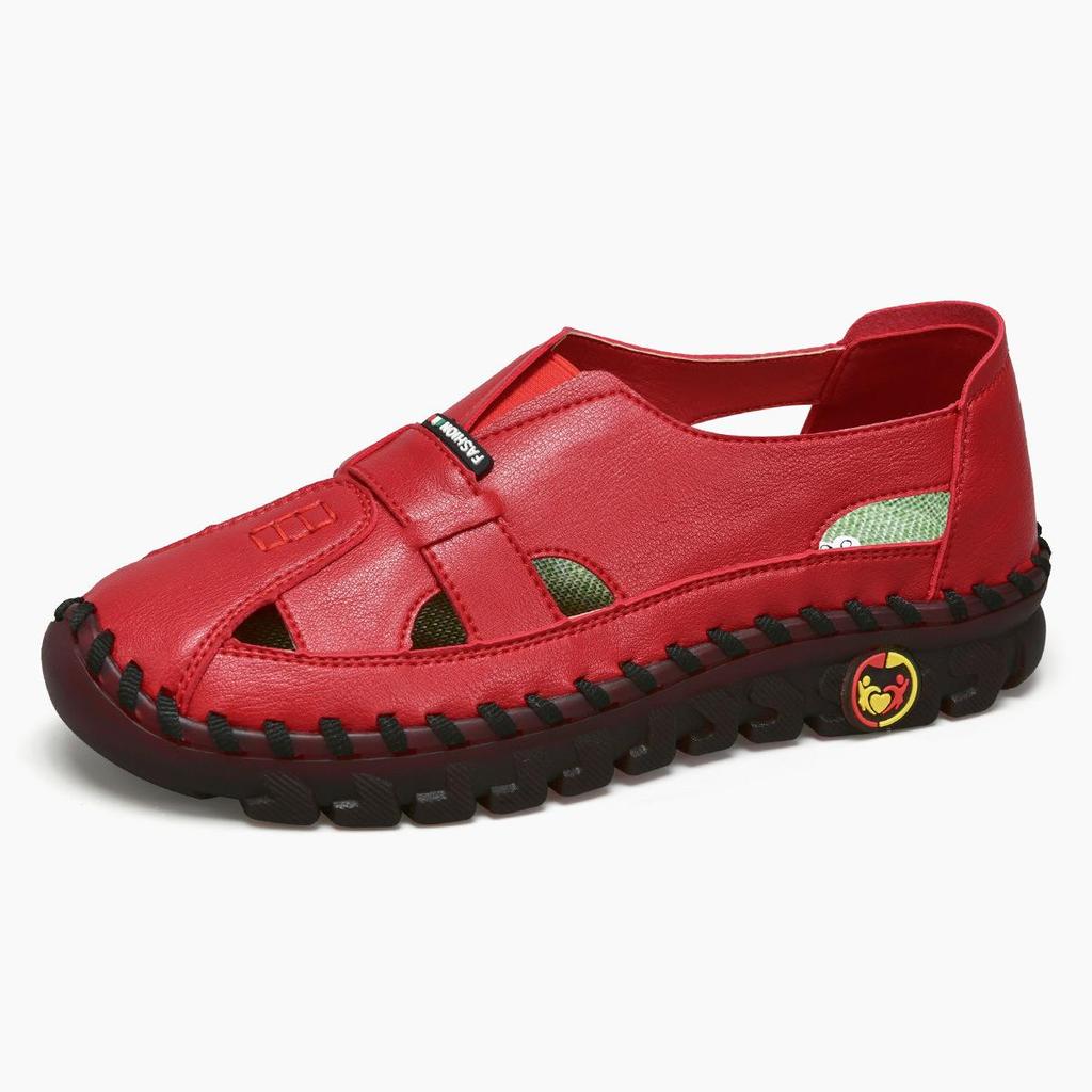 Women's Handmade Stitching Flat Sandals - Soft Rubber Sole, Comfortable Loafers for Casual Wear