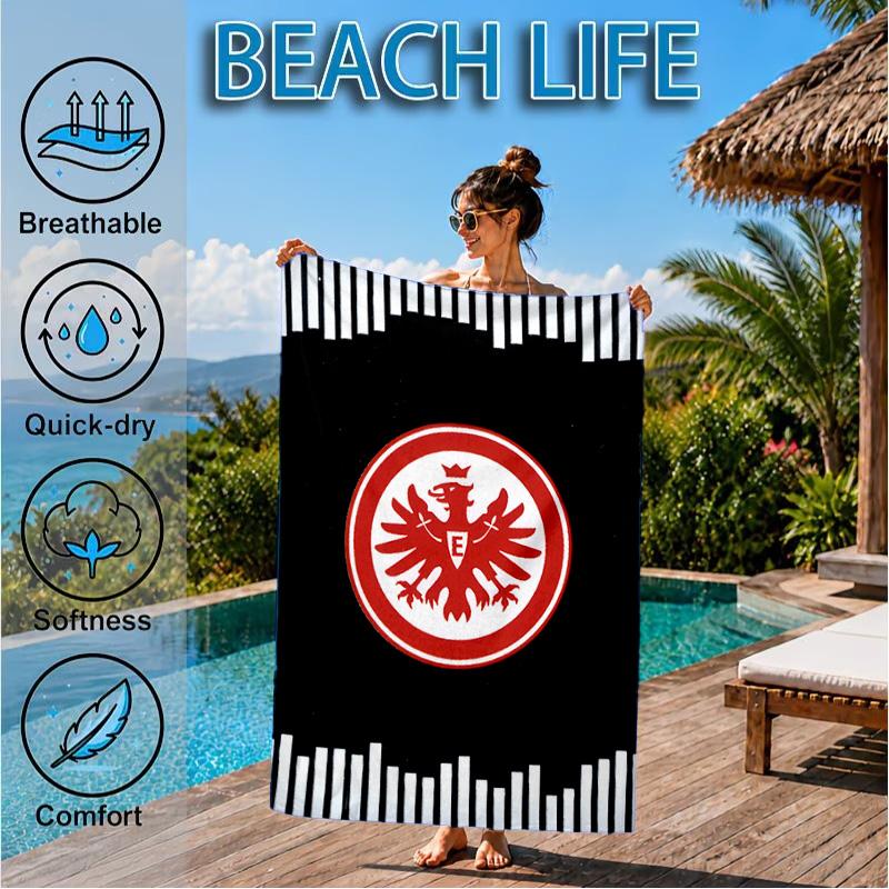 Eintracht Frankfurt Crest Beach Towel, Quick-drying, Easy To Care For, Suitable for Both Fitness and Beach Vacations,Sports Essential