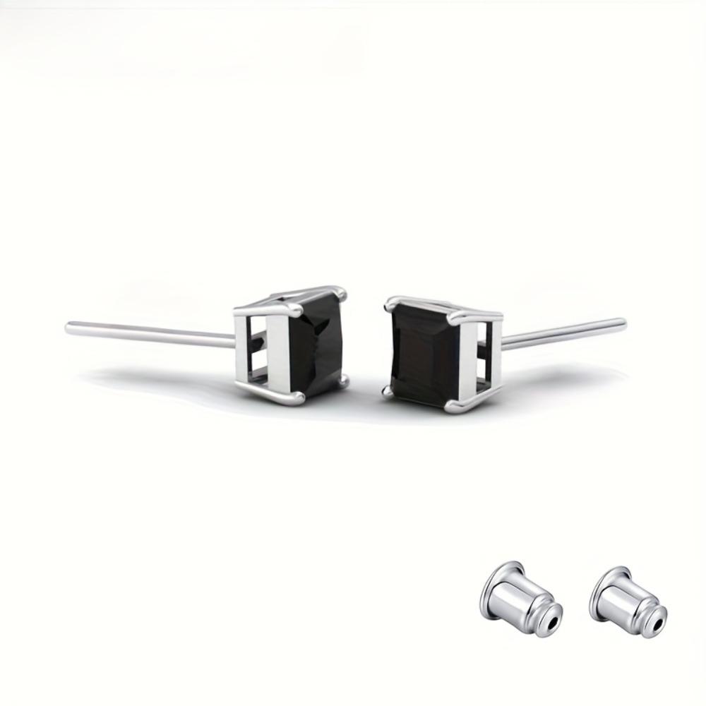 Black Awn Klasyczne kolczyki sztyfty kwadratowe czarne kamienne kolczyki dla kobiet kolczyki sztyfty