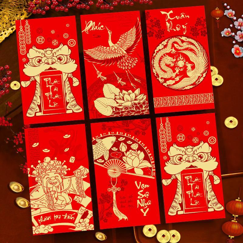 6Pcs Chinese Spring Festival Red Envelopes New Year Red Envelopes Vietnamese 2027 Goat Year Money Pockets