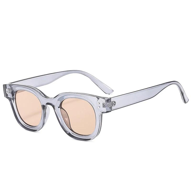 New Retro Square Sunglasses Women Fashion Leopard Blue Shades UV400 Men Trending Punk Rivets Sun Glasses