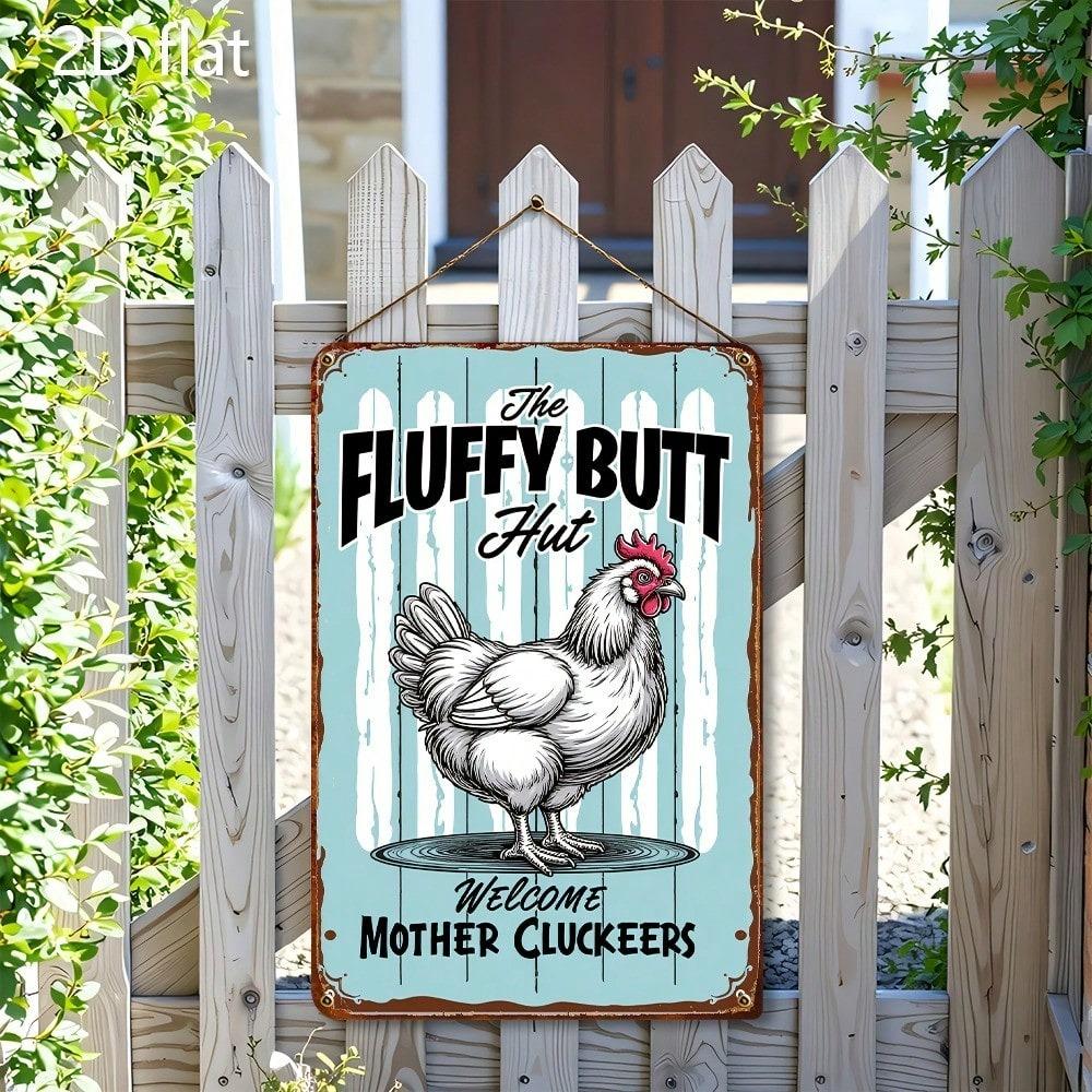 Metal Wall Art Hen with Mother Clucker Sign Kitchen Decor