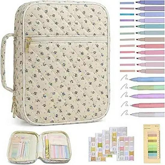 Borsa per Riporre Libri in Cotone Trapuntato di Grande Capacità - Portatile, Copertura Antipolvere