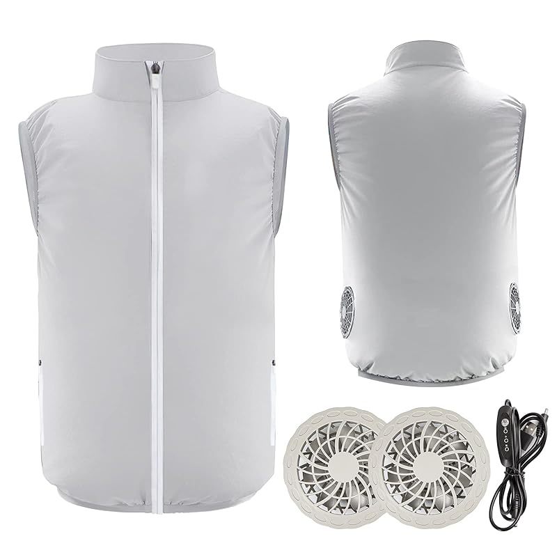 

[Yukimoto] жилет с воздушным охлаждением жилет с вентилятором кондиционирование рабочая одежда питание от USB 3-ступенчатая регулировка Мощный объем воздуха тонкий сверхлегкий УФ