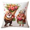New Valentine's Day Pillow Cover Fun Watercolor Valentine's Day Old Couple Push Cover Home Cushion Cover