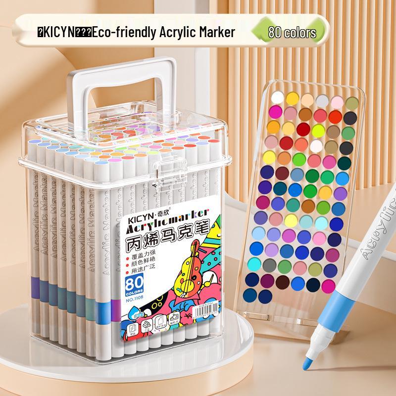 Marqueurs Aquarelle Acrylique pour Enfants - Ne Déteignent Pas, Stylos d'Art Empilables pour Élèves du Primaire