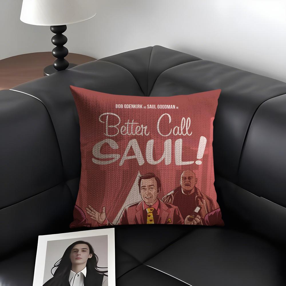 B-Better C-Call Saul Tv Series Cushion Cover Natural Linen Organic Fabric Double-Sided Printing Sofa Home Decor Gift Pillow Case