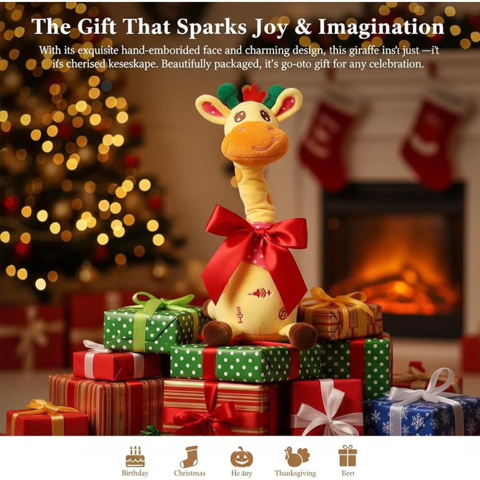 Gifskiu Dancing Talking Giraffe Toy, Singing Plush Giraffe with Adjustable Volume, Tummy Time Toy, Remote & USB Charging – 2PCS