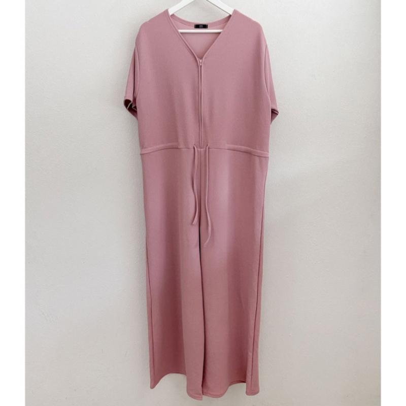 Shop   Women V Zip Easy One Mile Daily Short sleeVe Jumpsuit Ara Wpt 3239 Pink