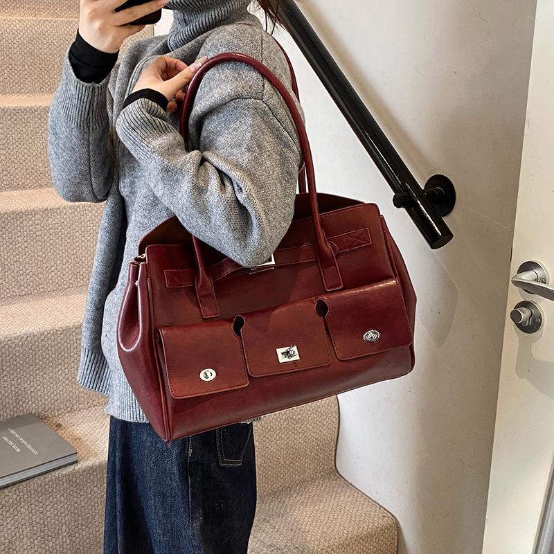 

Сумка-тоут большой вместимости Новая модная универсальная сумка через плечо для通勤 красный