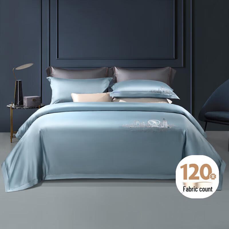 Fuanna 120S Long-Staple Cotton Sateen 4-Piece Bedding Set