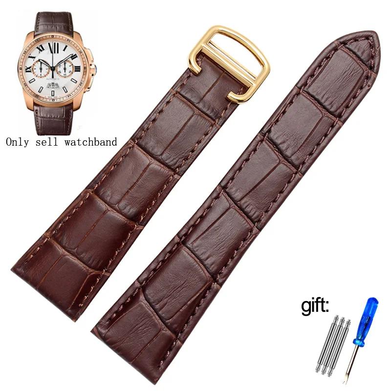 Watch Strap For cartier tank calibre series  Genuine Leather Mechanical Watch  men's and women's 20mm 22mm 23mm 25mm watch band