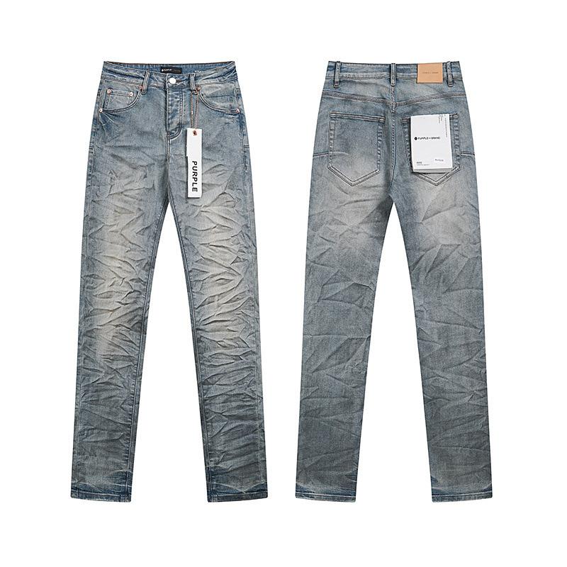 Purple Brand Ink Printing Meichao High Street Retro Ripped Casual Trend Denim Horn Pants Small Feet