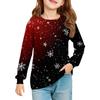 Christmas Day Girls' Long Sleeve Blouse - Round Neck Soft Waist Tunic