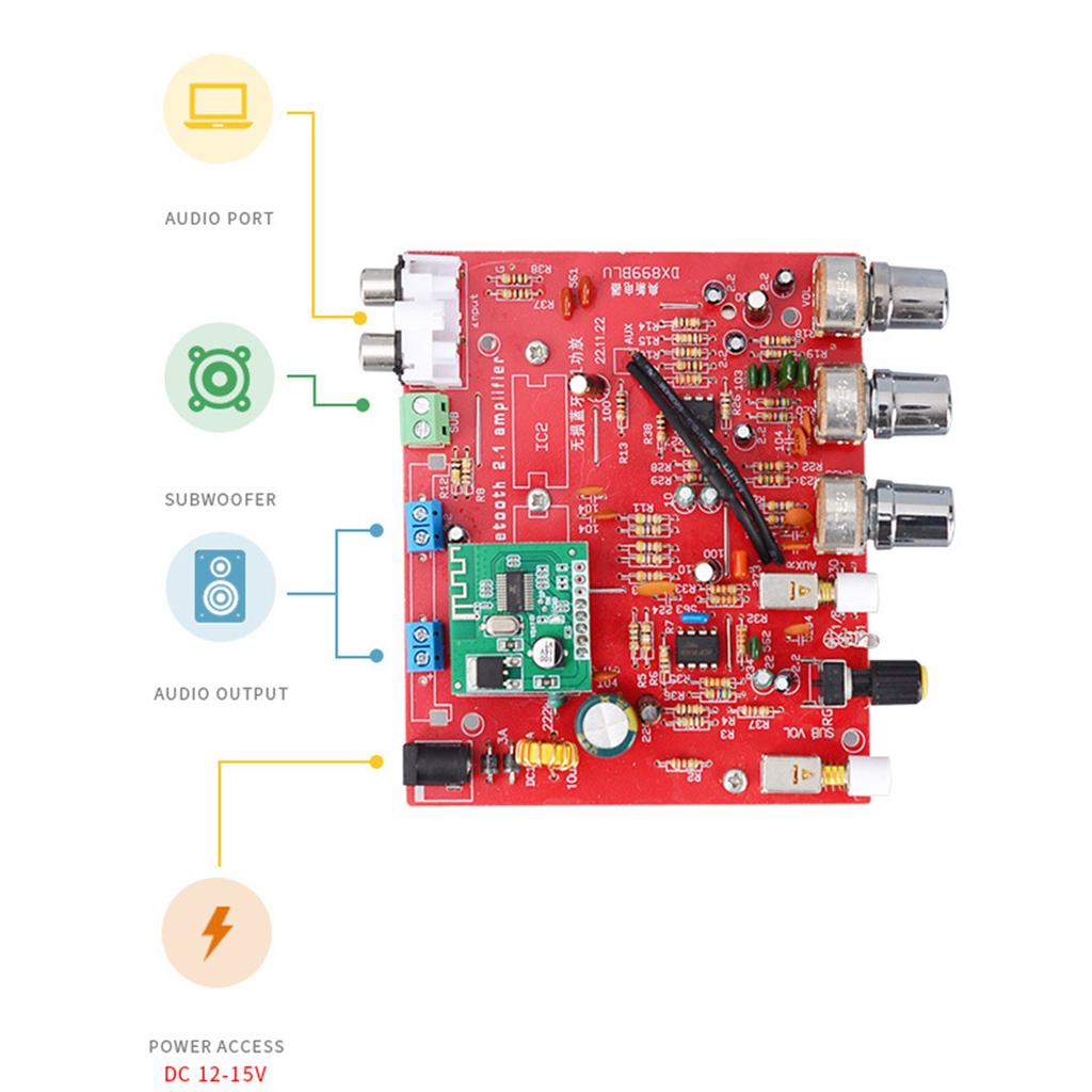2.1 Channel Bluetooth-compatible 5.0 Amplifier Board 80Wx3 DC12-15V High Power Vehicle Computer Audio Amplifier Board