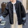 Leather Jacket Women Spring Autumn New Spliced Outerwear Temperament Retro Leather Jacket