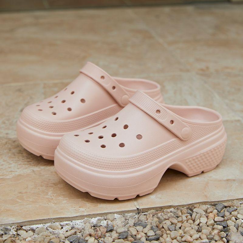 Cute Girl Heart Star Hole Shoes Women's Summer Non-slip Thick-soled Heightening Beach Shoes Bag Head Cool Slippers