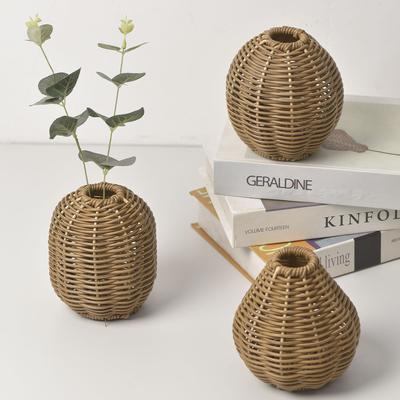Modern Simple Handwoven Vase Rattan Imitation Exquisite Flower Vase Novelty Home Accent for Art Collection Desktop Decoration