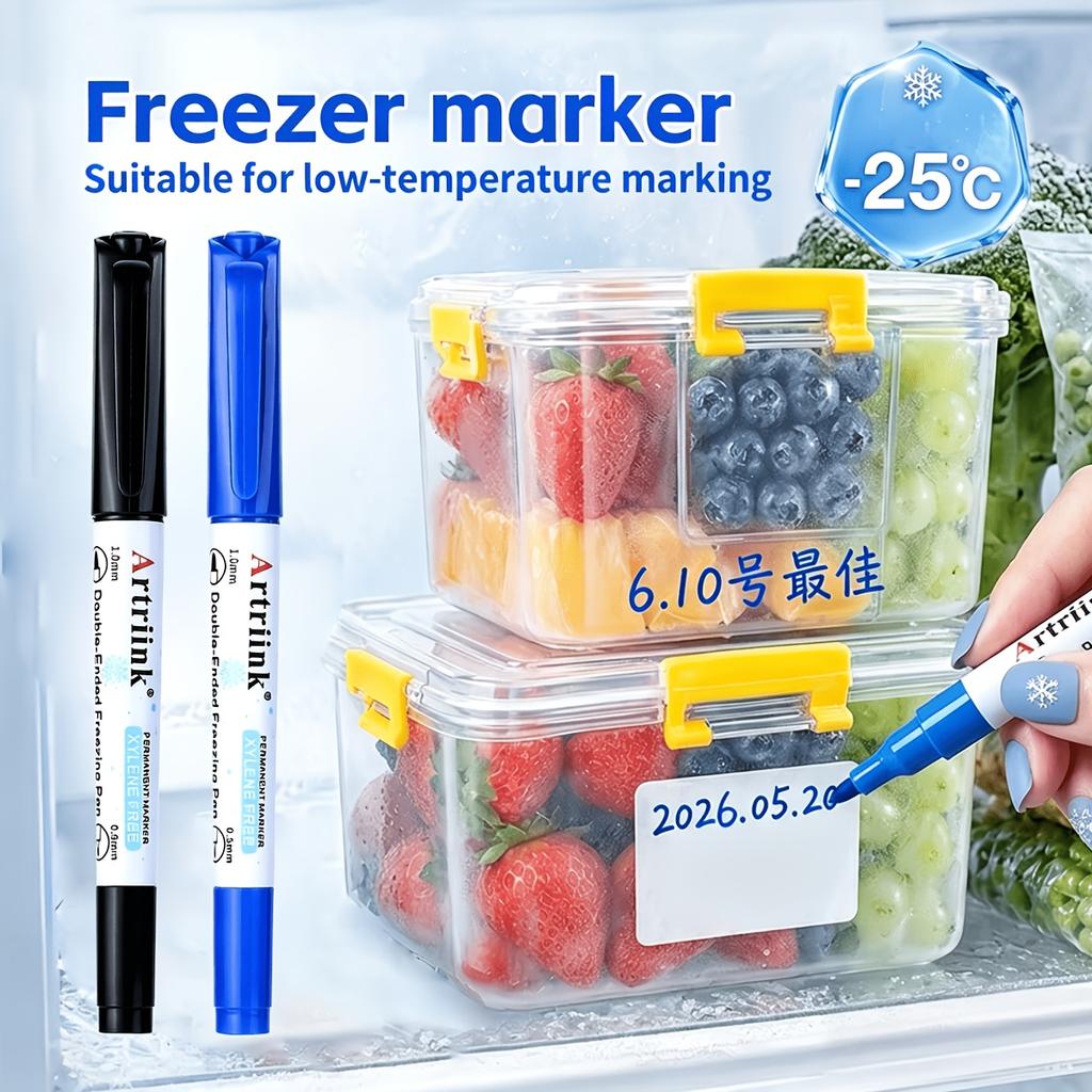 Doppelspitzen-Gefrierschrank-Marker Wasserdichter Permanent-Marker Stift Niedertemperatur-Kühlschranklagerung Schreiben