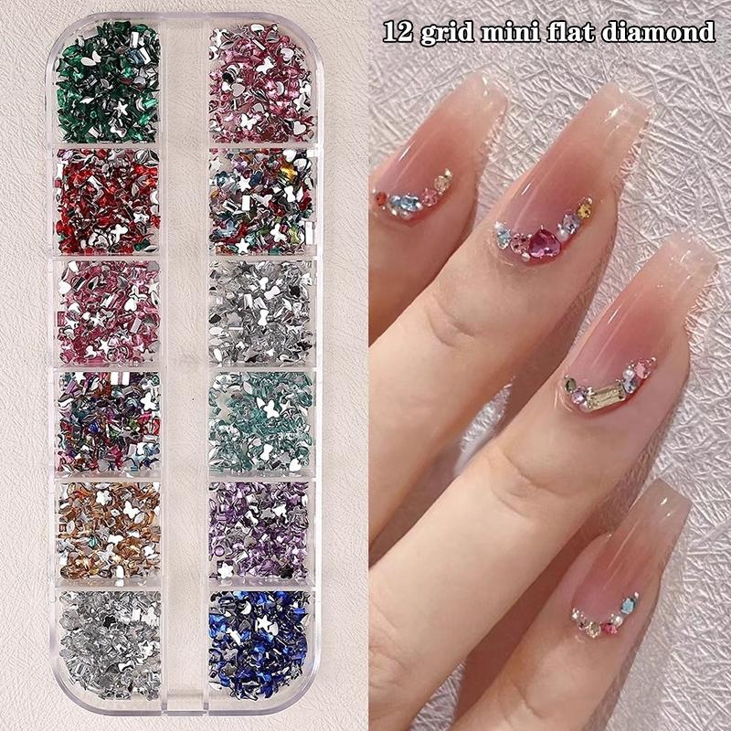 Mix 3D Nagel 12 Gitter Diamanten für Nail Art Mini Glitzer Diamanten Dekorative DIY Nail Art Accessoires