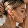 Open Hoop Earring For Women, Gold Plated Stainless Steel Jewelry 25/42/63mm