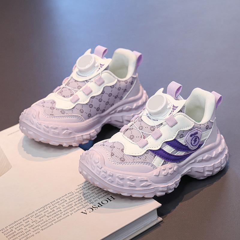 Children s Rotating Buckle Mesh Running Shoes2026Spring and summer tire-soled sneakers for small, medium, and large boys 26Inner Length16cm фиолетовый