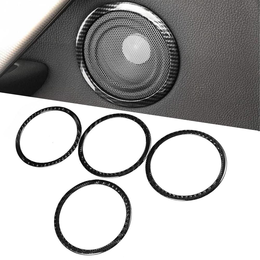 4Pcs Car Door Audio Speaker Cover Ring Trim Stickers Frame Carbon Fiber Fit for F25 X3 F26 X4 F07 5GT