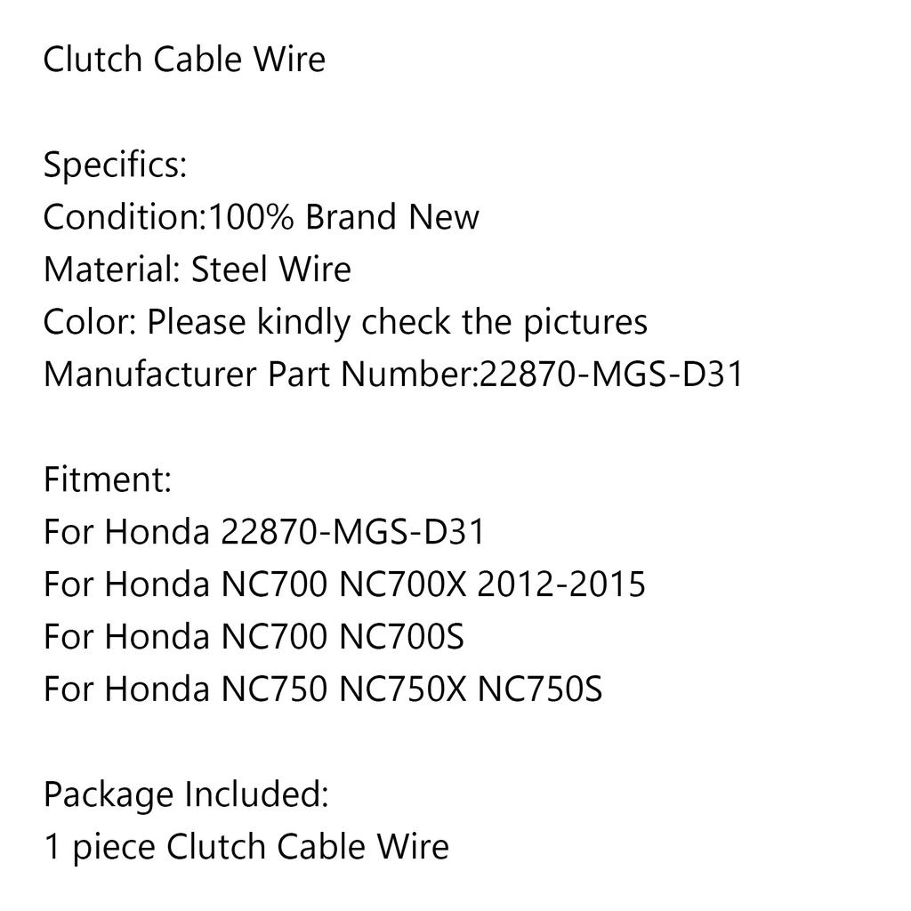 Motorrad Kupplung Kabel 22870-MGS-D31 für Honda NC700 NC700X/S NC750 NC750X/S