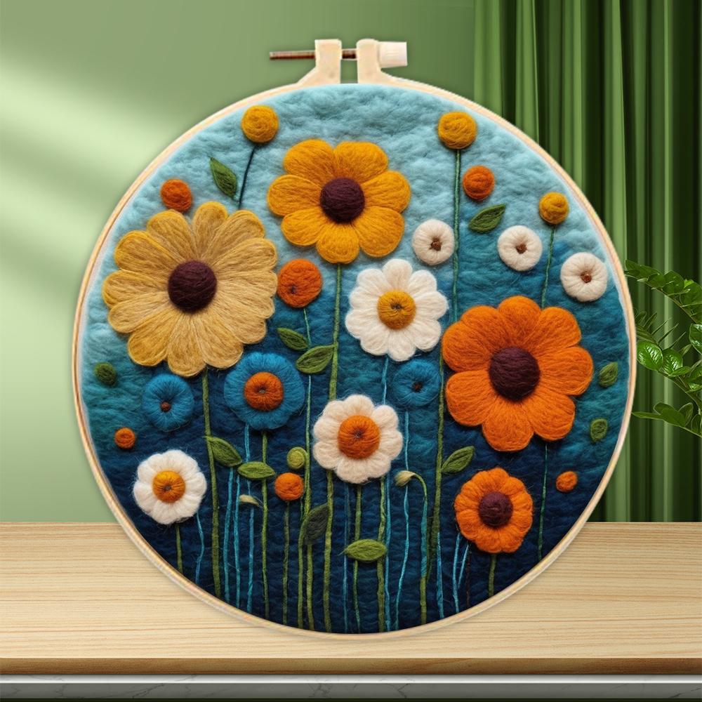 

CHENISTORY Felt Painting DIY Wool Embroidery Kit Funny Floral Craft Painting DIY Wool Needle Felt Picture Kit Gift Artwork New