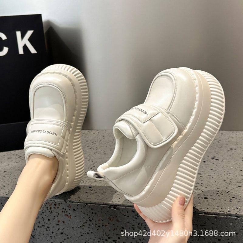 

Маленькие кожаные туфли в британском стиле, женская обувь, весна 2024, новые женские туфли с толстой подошвой, увеличивающие рост, туфли-муффины Мэри Джейн 39