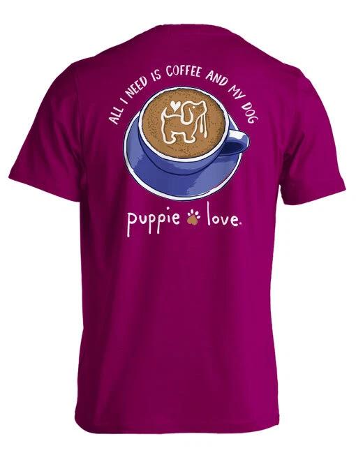 New PUPPIE LOVE All I Need is COFFEE And my Dog T Shirt S