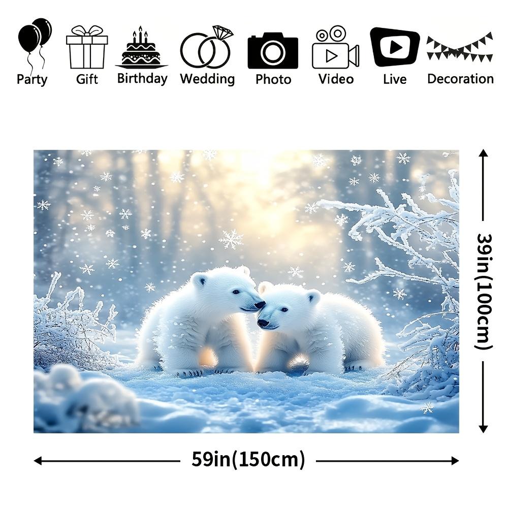 1Pcs Polar Bear Winter White Decoration Background Winter Backdrop For Photo Studio Photo Booth Party