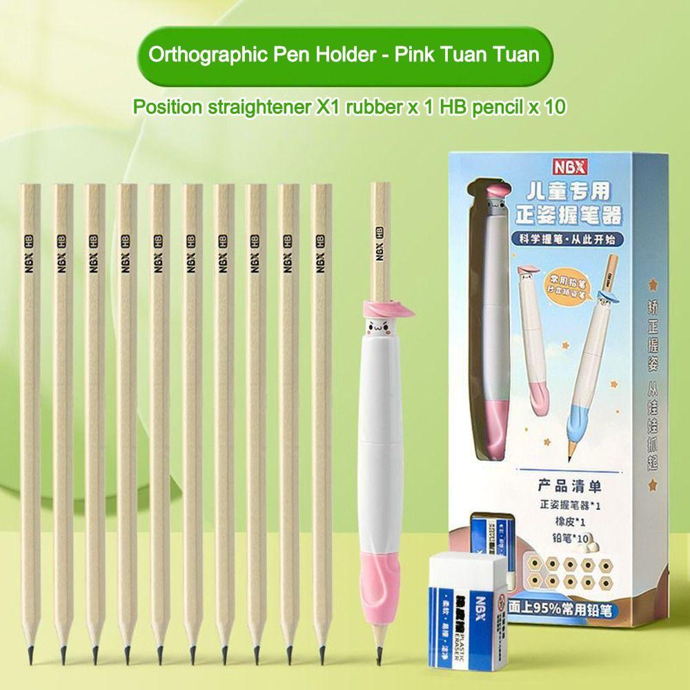 Multifunctional Aid Grip Corrector Children s Writing Posture Pen Holder  Student pink-style2