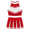 Frauen Erwachsene Cheerleading Uniform Cosplay Kostüm Ärmelloses Crop Top mit Falten Rock Outfits