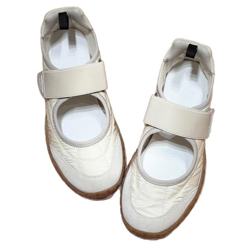 Soft Leather Version~ Miu Home Leather Inner Height Increase Mary Jane Single Shoes Women's 2025 New Velcro Casual Ballet Shoes