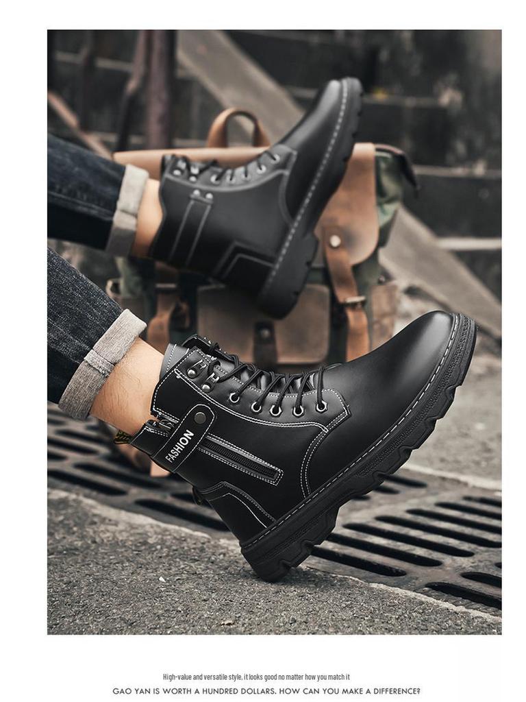 Men's High-Top Outdoor Work Boots – Autumn Mountaineering and Motorcycle Shoes, Trendy Labor Protection Footwear
